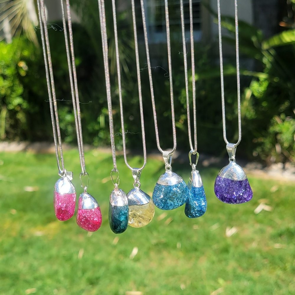 Crackle Quarts Crystal Pendants.